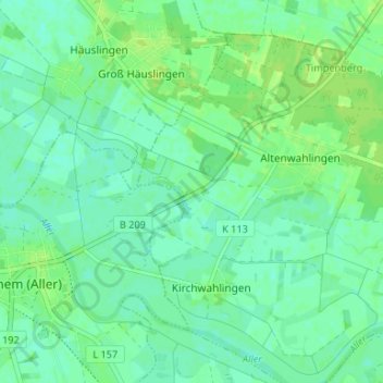 Mapa topográfico Rethemer Fähre, altitud, relieve
