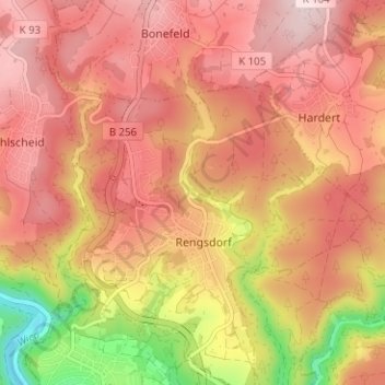 Mapa topográfico Untere Mühle, altitud, relieve