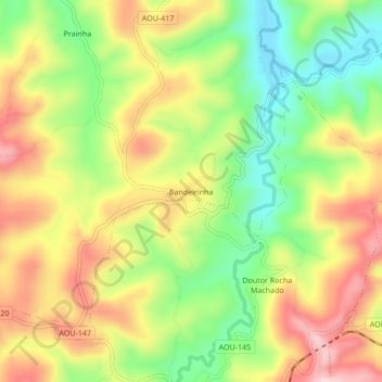 Mapa topográfico Bandeirinha, altitud, relieve