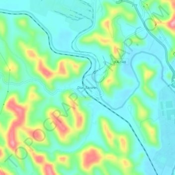 Mapa topográfico Dias Tavares, altitud, relieve