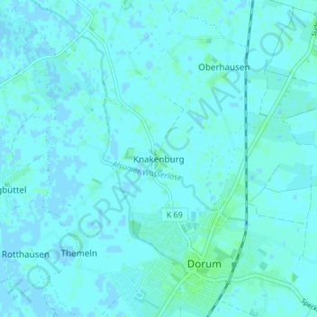 Mapa topográfico Knakenburg, altitud, relieve