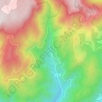 Mapa topográfico Bions, altitud, relieve