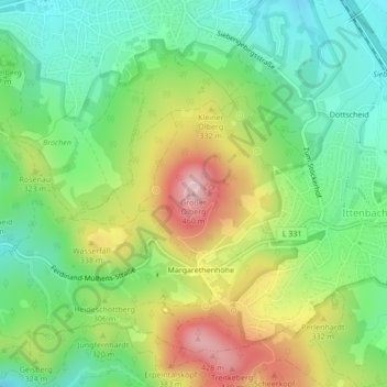 Mapa topográfico Großer Ölberg, altitud, relieve