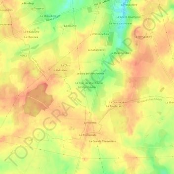 Mapa topográfico Le Monchevrier, altitud, relieve