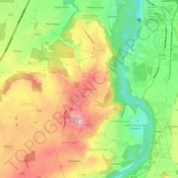 Mapa topográfico Peiskam, altitud, relieve