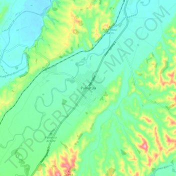 Mapa topográfico Pahiatua, altitud, relieve