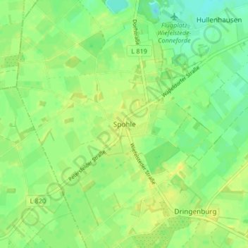 Mapa topográfico Spohle, altitud, relieve