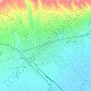 Mapa topográfico Taalbaiya, altitud, relieve
