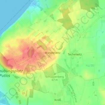 Mapa topográfico Wandelwitz, altitud, relieve