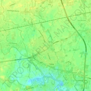 Mapa topográfico Lanzago, altitud, relieve