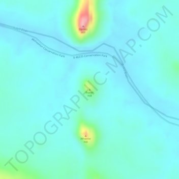 Mapa topográfico Fraser Hill, altitud, relieve