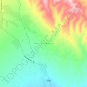 Mapa topográfico Estancia Atamisque, altitud, relieve