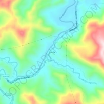 Mapa topográfico Coula, altitud, relieve
