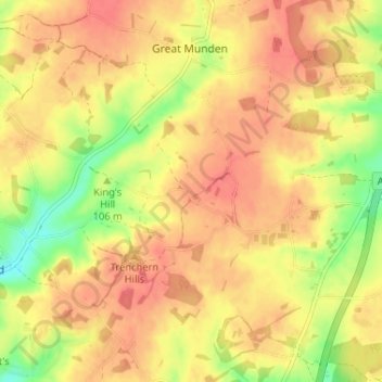 Mapa topográfico Levens Green, altitud, relieve