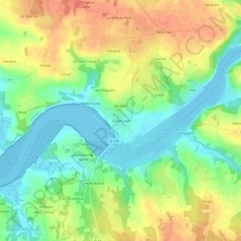 Mapa topográfico Le Barrage, altitud, relieve