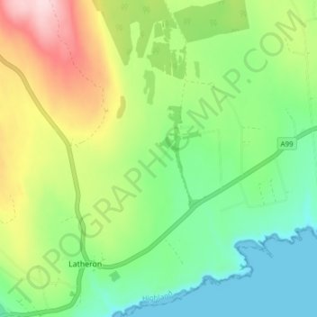 Mapa topográfico Standing, altitud, relieve