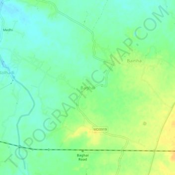 Mapa topográfico Baghai, altitud, relieve