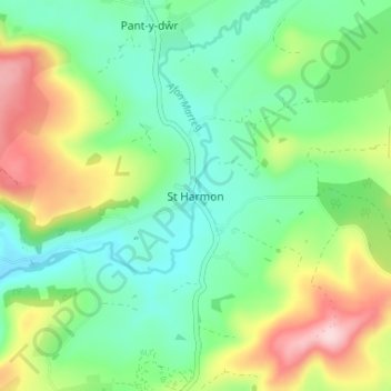 Mapa topográfico St Harmon, altitud, relieve