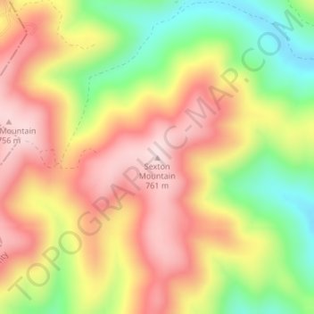 Mapa topográfico Sexton Mountain, altitud, relieve