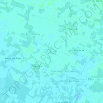 Mapa topográfico Kushka, altitud, relieve