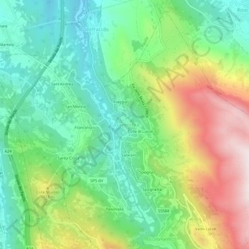 Mapa topográfico Casavecchia, altitud, relieve