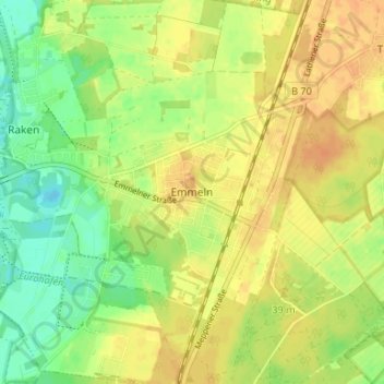 Mapa topográfico Emmeln, altitud, relieve