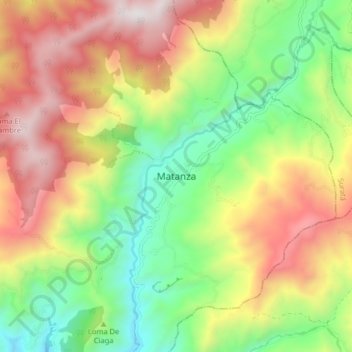 Mapa topográfico Matanza, altitud, relieve