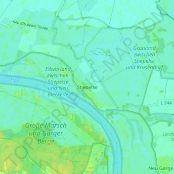 Mapa topográfico Stiepelse, altitud, relieve