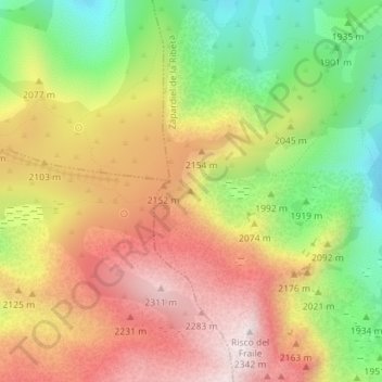 Mapa topográfico El Calvitero, altitud, relieve