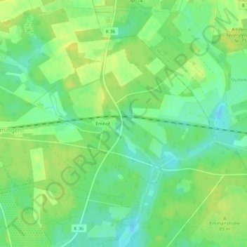 Mapa topográfico Lüneburger Heide, altitud, relieve