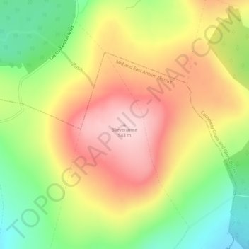Mapa topográfico Slievenanee, altitud, relieve