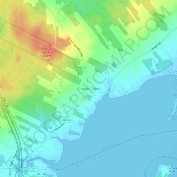 Mapa topográfico Grande-Digue, altitud, relieve