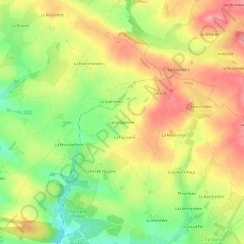 Mapa topográfico La Longeatière, altitud, relieve