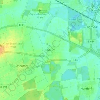 Mapa topográfico Berkum, altitud, relieve