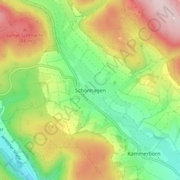 Mapa topográfico Schönhagen, altitud, relieve
