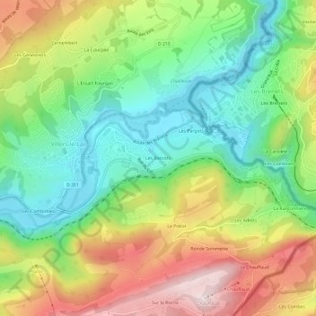 Mapa topográfico Les Bassots, altitud, relieve