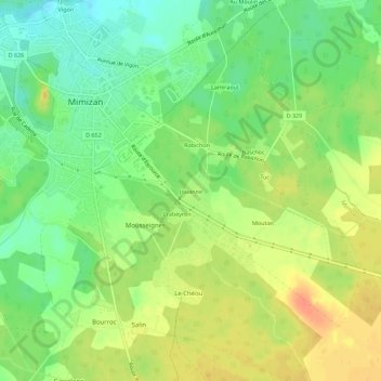 Mapa topográfico Jouanne, altitud, relieve