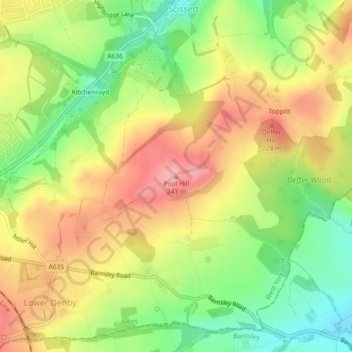 Mapa topográfico Pool Hill, altitud, relieve