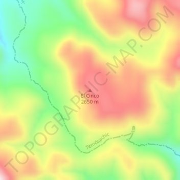 Mapa topográfico El Cinco, altitud, relieve