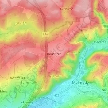 Mapa topográfico Bernister, altitud, relieve