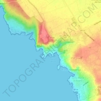 Mapa topográfico Santa Caterina, altitud, relieve
