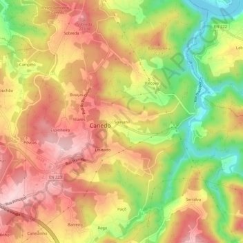 Mapa topográfico Sousanil, altitud, relieve