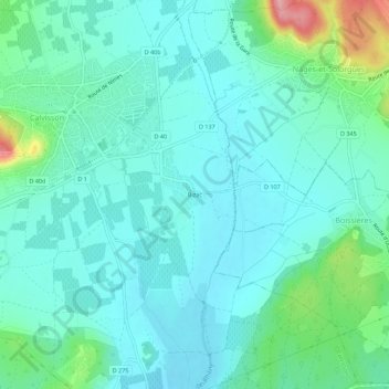 Mapa topográfico Bizac, altitud, relieve