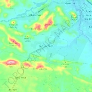 Mapa topográfico San Lorenzo, altitud, relieve