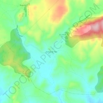 Mapa topográfico Sotoca de Tajo, altitud, relieve