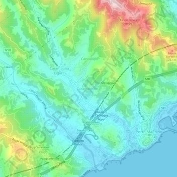 Mapa topográfico Caramagnetta, altitud, relieve