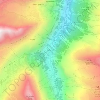 Mapa topográfico Le Pont, altitud, relieve