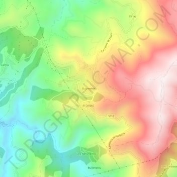 Mapa topográfico Busmente, altitud, relieve