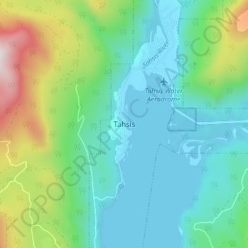 Mapa topográfico Tahsis, altitud, relieve