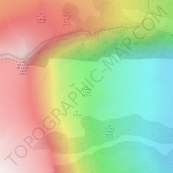 Mapa topográfico Cratère Haug, altitud, relieve